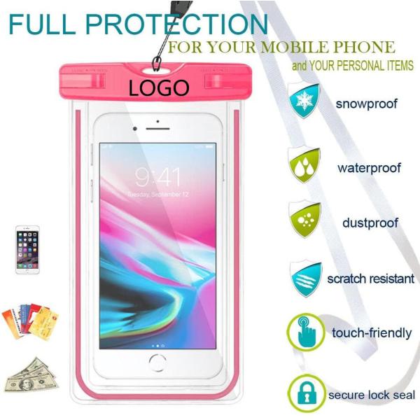 Colorful Waterproof Pouch For Swimming Pvc Waterproof Phone Dry Bag 6.5IN