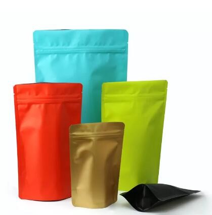 Matte Black Aluminum Foil Doypack Mylar Storage Food Stand Up zipper Bag