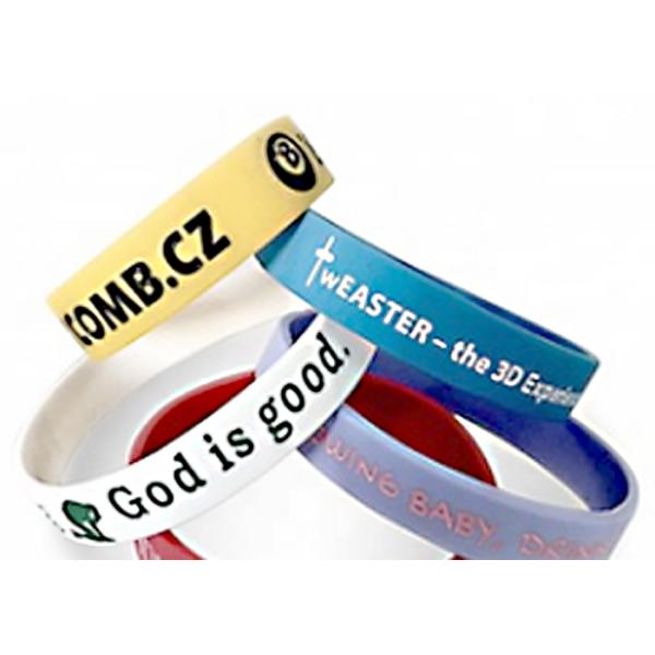 CMYK Printing Logos Adult Size White Silicone Rubber Wristbands Bracelets