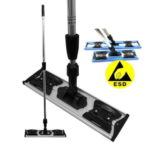 Чистая комната Промышленный микроволокно Моп ткань Антистатический ESD Без пыли Очищенный Алюминий Плоский Моп