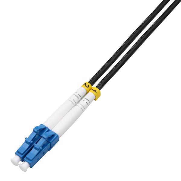 Cabos de fibra ODC pretos Socket ODC para LC UPC 2 Núcleos 9/125 OS2 G657A1 TPU Jacket 4,8mm