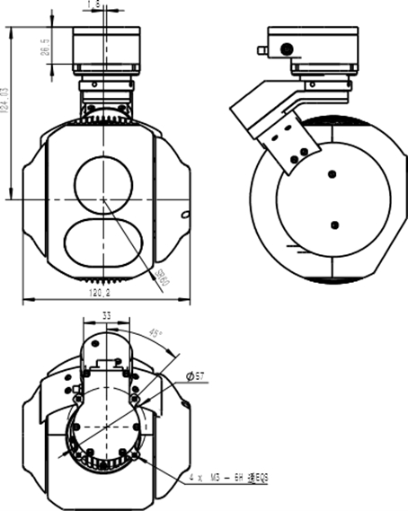 датчик системы EO трутня 905nm 1000m трехосный Electro оптический