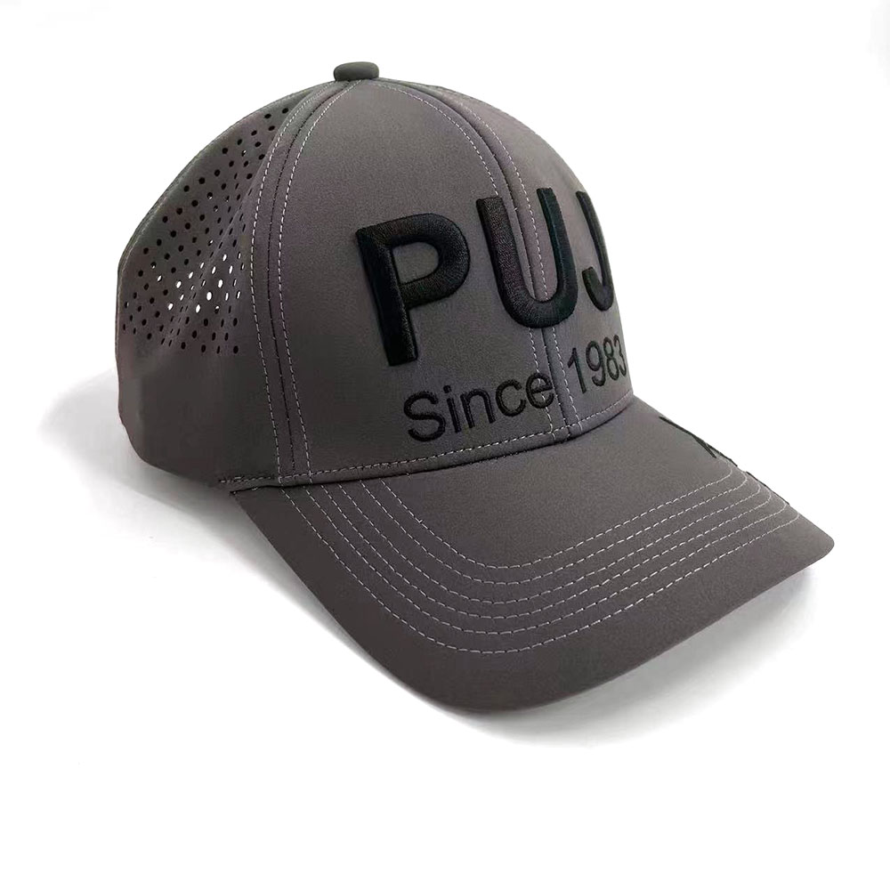 6 Panel Laser Cut Perforated Golf Dad Hat Waterproof 3D Embroidery Baseball Cap
