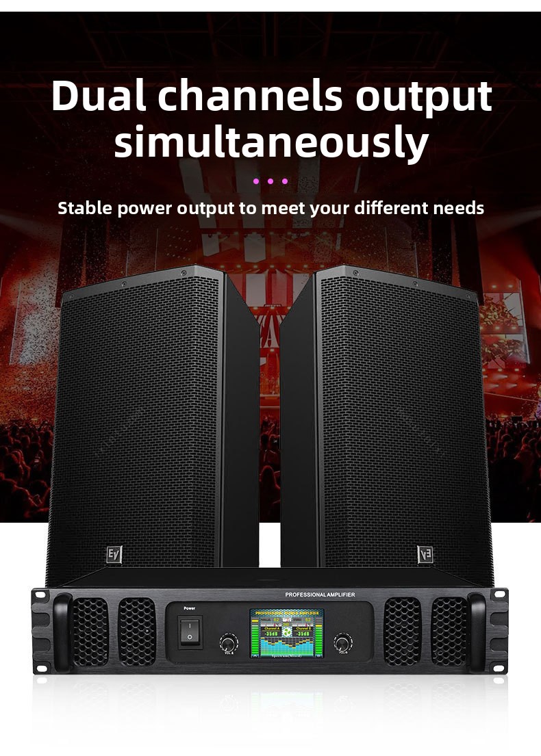 Cross-border 4.0 Channel Professional Stage Performance Wedding Speaker KTV Power Amplifier Post-amplifier High-fidelity Metal