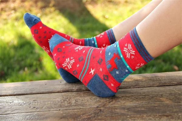 High quality christmas deer patterned design winter cotton hosiery for women