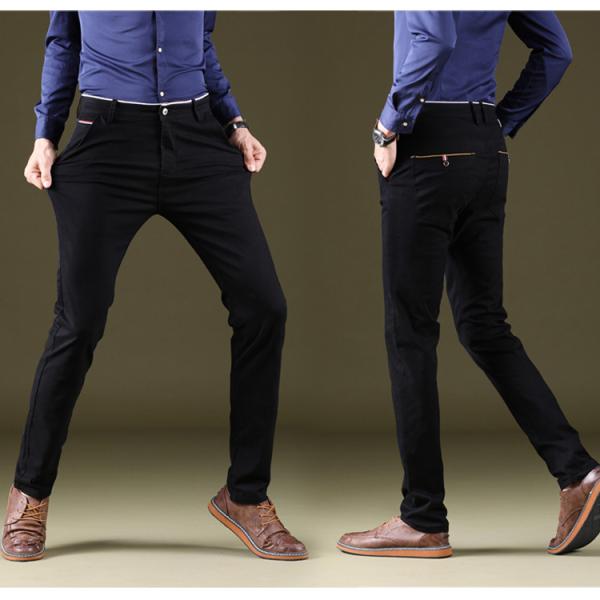 Men's Four Seasons Stretch Casual Pants with Slim Straight Design and Light Wash