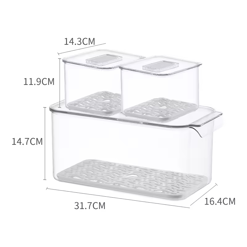 Durable Transparent Superimposable  Crisper Drain Basket Fruit Vegetable Storage Box for Kitchen Refrigerator