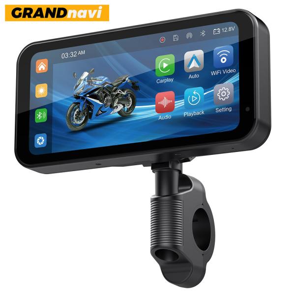 Écran portable IPX8 imperméable à l'eau pour motocycle GPS avec type-c carplay de puissance pour motocycle
