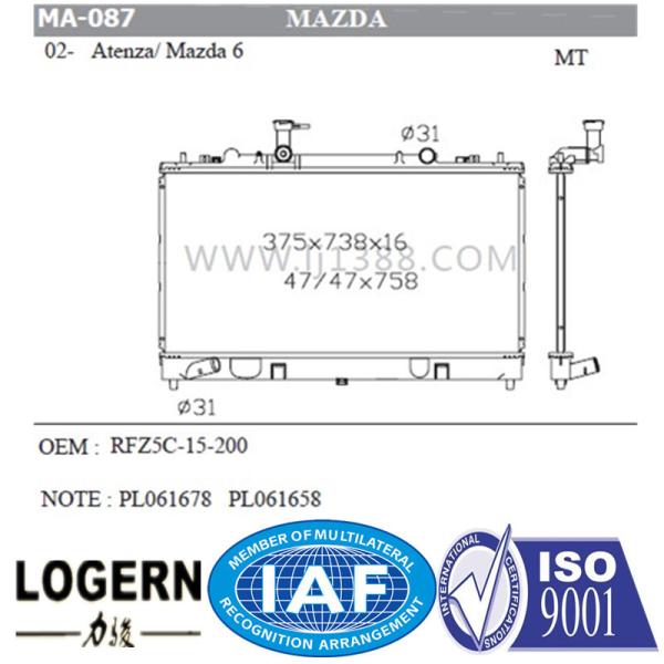 Atenza / Mazda 6'02 MAZDA Car Radiator Car Engine Parts Open Type