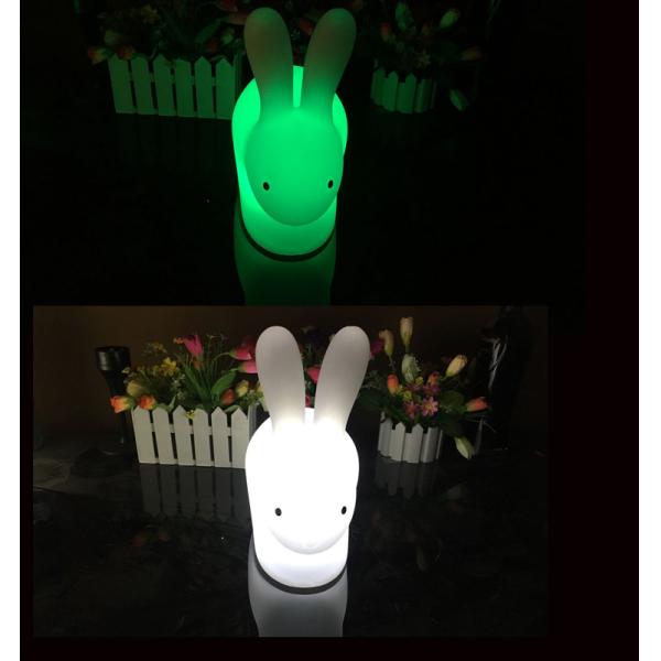 Cute Bunny Shaped LED Night Light , White Rabbit Lamp 16 Colors Changing