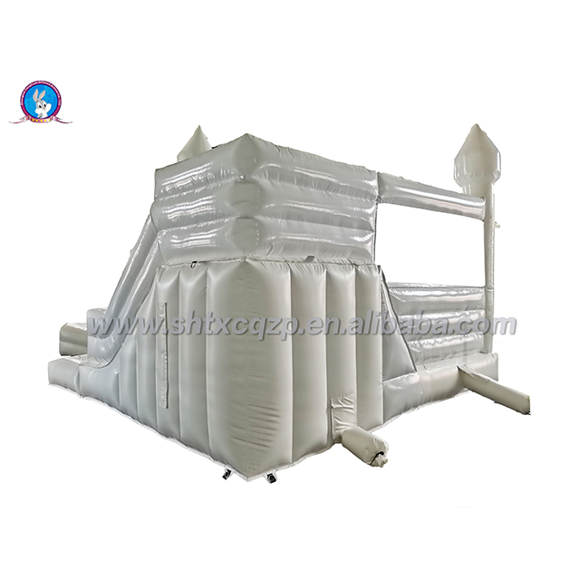 Inflatable Castle Jumping Bouncer Slide Combo Bouncy Castle White Wedding Moon Bounce House with Ball Pit for Kids
