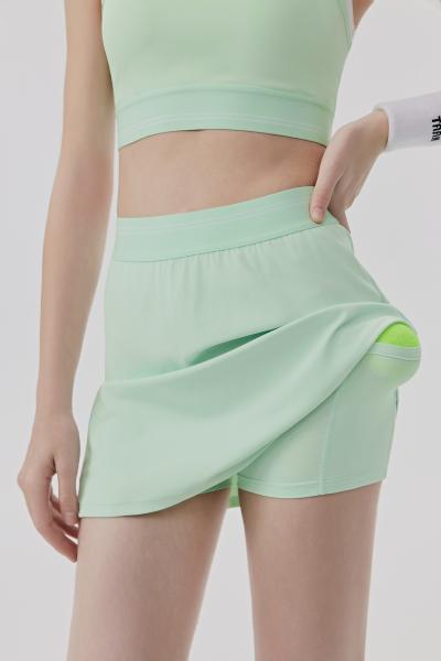 Light Green Active Skort with Built-in Shorts and Ball Pocket for Tennis and Workout Performance