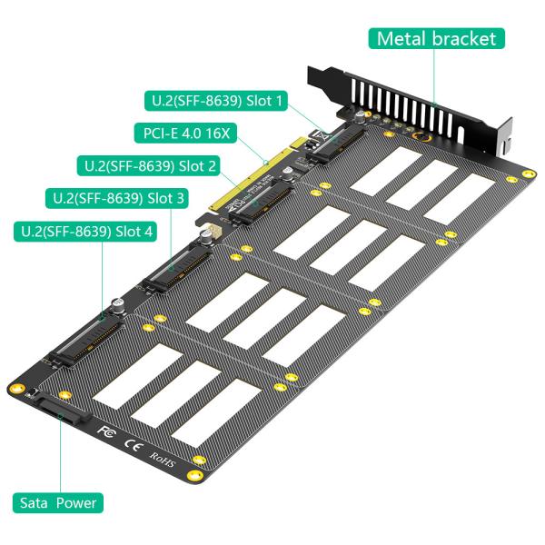 U.2 до PCI-e Riser Adapter PCIe4.0 X16 до 2,5