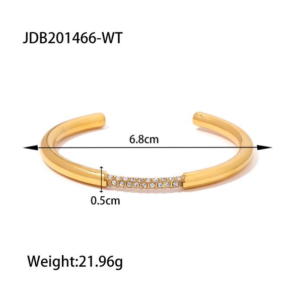  [HydroTi] Europe and the United States hot selling 18K gold-plated stainless steel zircon bracelet senior sense ins open bracelet titanium steel hand jewelry cross-border bracelet