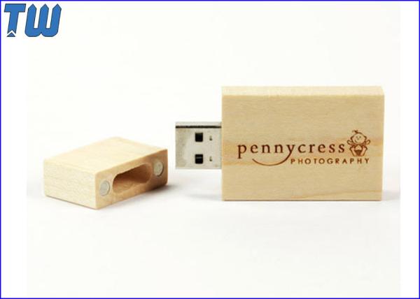 Wooden Cool Brick 2GB USB Disk Drive Big Logo Design Area Magnet Connected