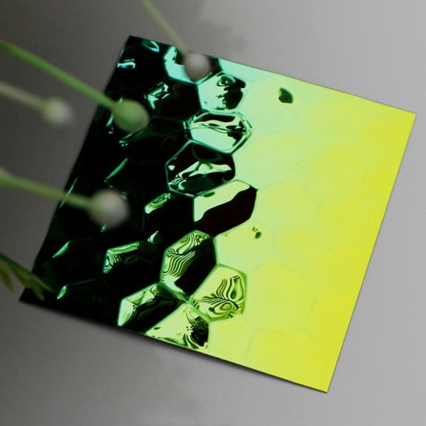 Folha de decoração 3D colorida 1219 mm Painel de papel de parede de aço inoxidável com acabamento ondulado