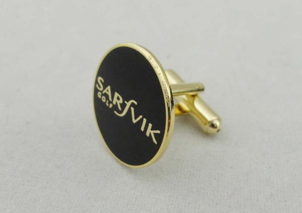 Black Sarfvik Golf Deluxe Stamped Cufflinks With 3d Photo Synthetic Enamel