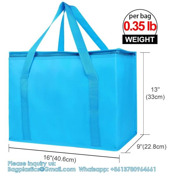 Pack Extra Insulated Grocery Shopping Bag, Large Blue, Reusable Bags,Pizza,Sturdy, Recyclable, Reusable