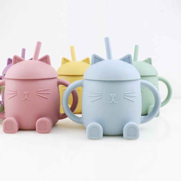 As crianças portáteis do silicone do produto comestível colocam Cat Style For Infant Training não tóxica