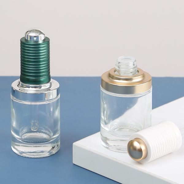 Custom Logo Green Clear Gold 30ml Glass Serum Bottle White Dropper Bottle