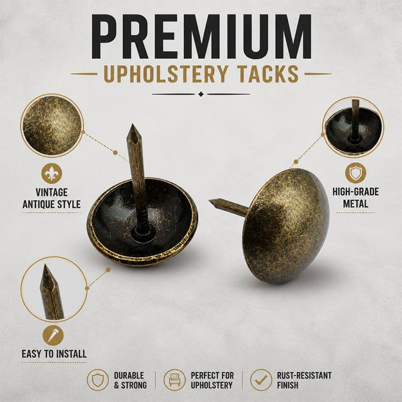 High Quality Thickened Upholstery Nails Round Head Decorative Tacks for Sofa Background Wall & Soft Package