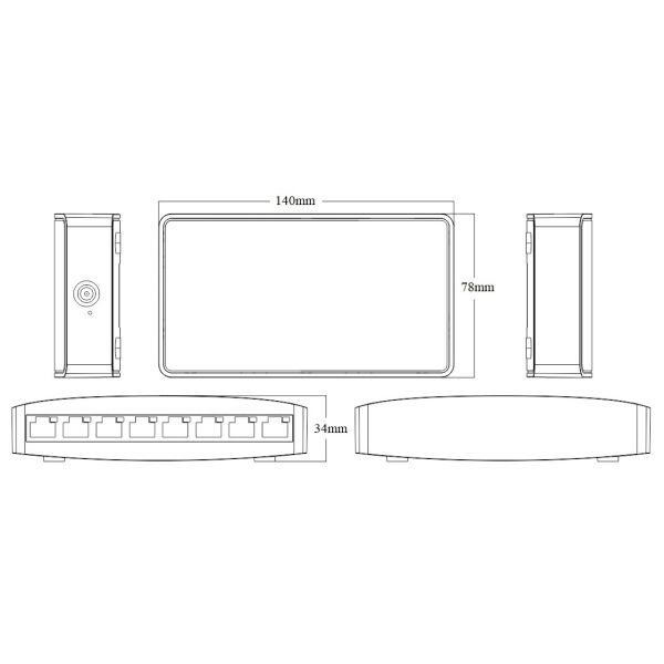 8-port 10/100M Ethernet switch with 1.6Gbps switching capacity for reliable network performance