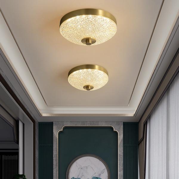 JYLIGHTING Lámpara de techo LED moderna contemporánea Pequeña acrílica montada en 75 latón acabado de cobre Estilizado diseño nórdico para el hogar Luz de techo LED