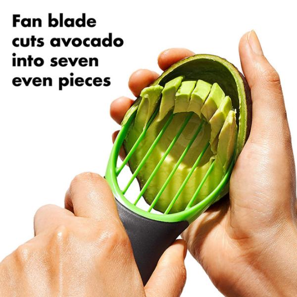 Посуда 3 нержавеющей стали кухни в 1 инструменте зеленого цвета Slicer авокадоа