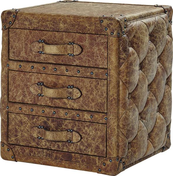 3 Drawers Square Steamer Trunk  , Vintage Chest Trunk Full Leather Handle Office Storage