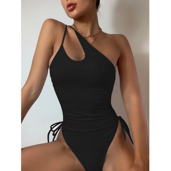 V Neck Ladies One Piece Swimsuit Flash Tight Conservative Triangle Beach Swimming Costume
