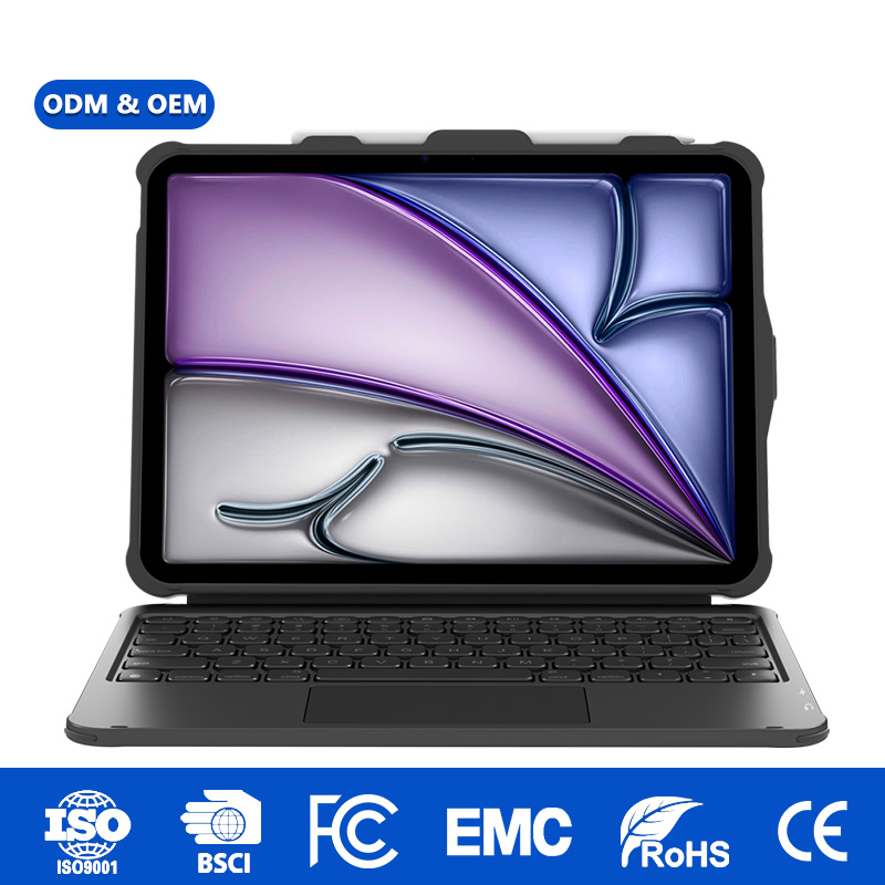 ODM Durable Shock-Absorbing USB-C Keyboard Case for iPad A16 Built-in Trackpad Rugged Protective Cover for North America