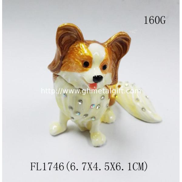 New product animal dog Metal Rhinestone Jewelry Box cheap trinket box