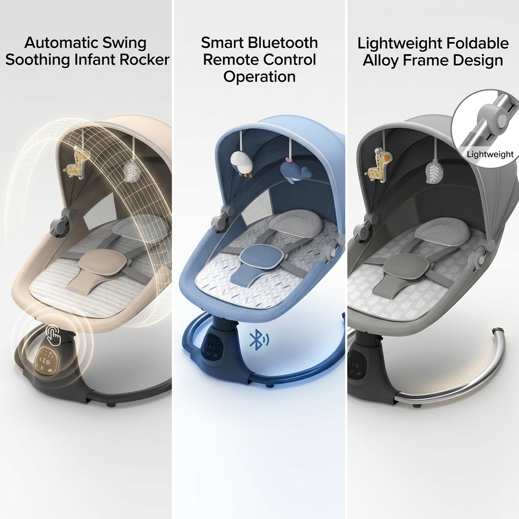 UV Awning Electric Infant Rocker Shading Mat Sun Protection with Breathable Mosquito Net