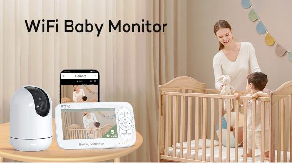 5 Inch 1080P Wireless Baby Monitor Cry Detection HD WIFI Baby Monitor With Tuya App