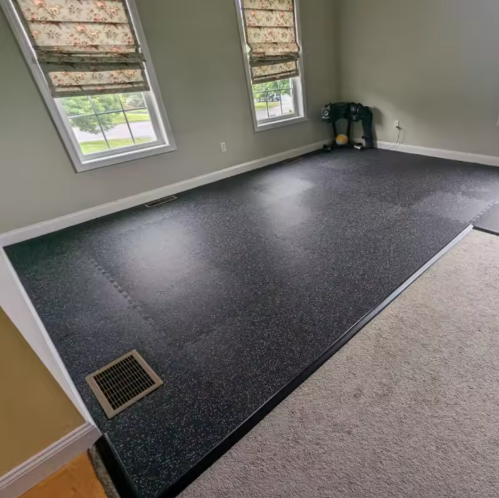 1000×1000mm Eco-Recyclable Anti-Slip Noise-Reducing Interlocking Rubber Mat for Gym Flooring