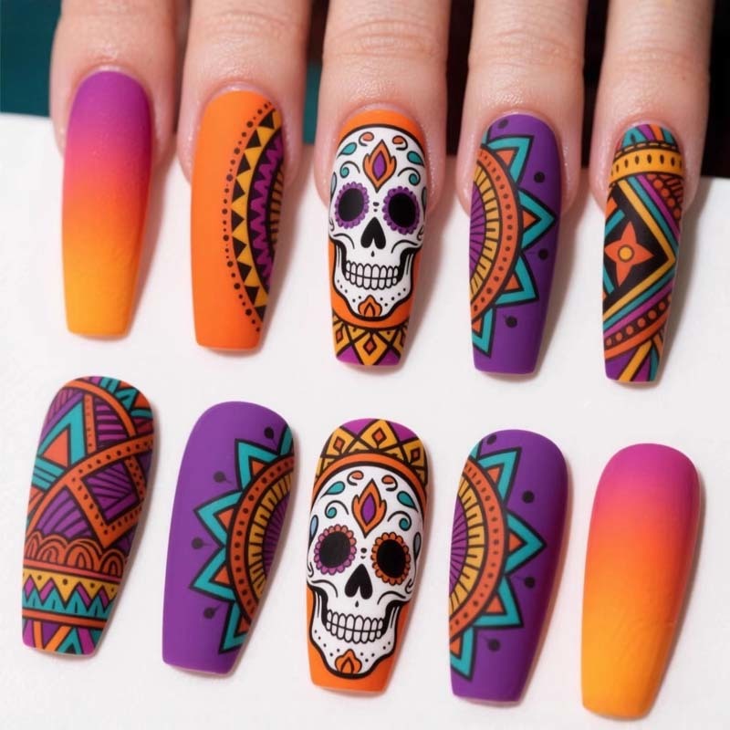 Halloween Wholesale holiday Press On Nails Spider Ghost Pumpkin Skeleton Short