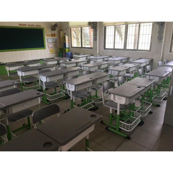 Ergonomic School Desk And Chair 650*450MM Wood Table Top Adjustable Steel Tube
