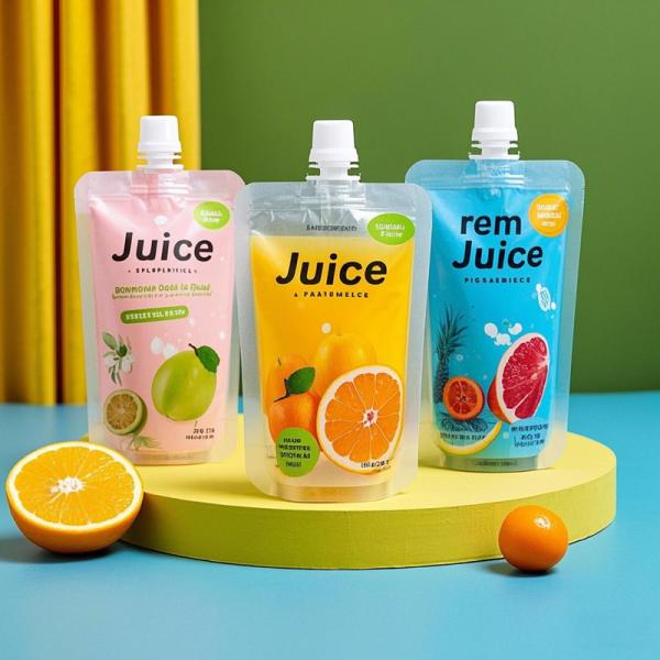 Custom Liquid Juice Packaging Stand Up Spout Pouches Doypack Bags