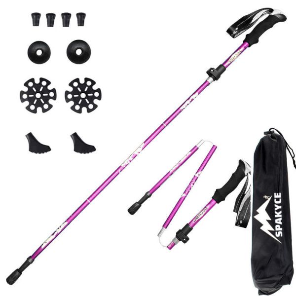 EVA Adjustable Folding Anti Shock Walking Stick Telescopic Self Defense Trekking Pole