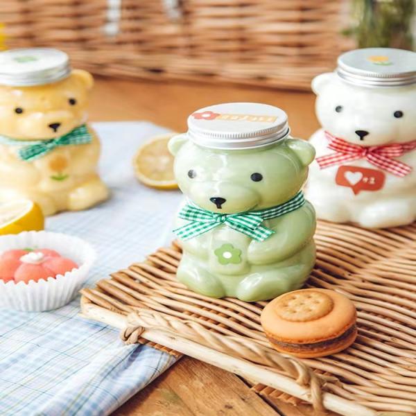 Food Grade 500ml Plastic Beverage Jar Bear Shape For Juice Milk