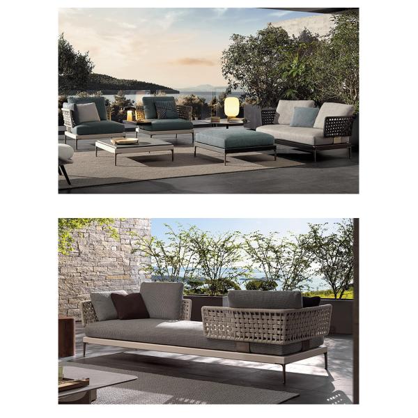 Aluminum Frame Braided Roap Rattan Outdoor Sofa And Table Set Leisure Patio Furniture