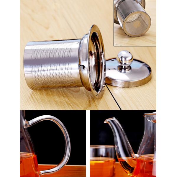 600ml Removable Infuser Clear Glass Teapot Ligjtweight Stovetop Safe Tea Kettle
