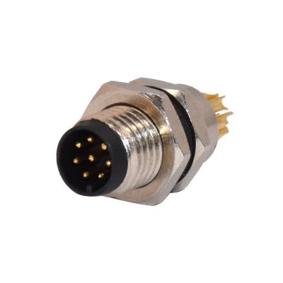 M8 aplicação impermeável do sensor do homem 8pins Front Panel Mount Connector For