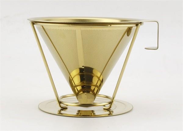 TVP Rose Gold Reusable Pour Over Coffee Filter With Detachable Stand , 145mm Out Dia