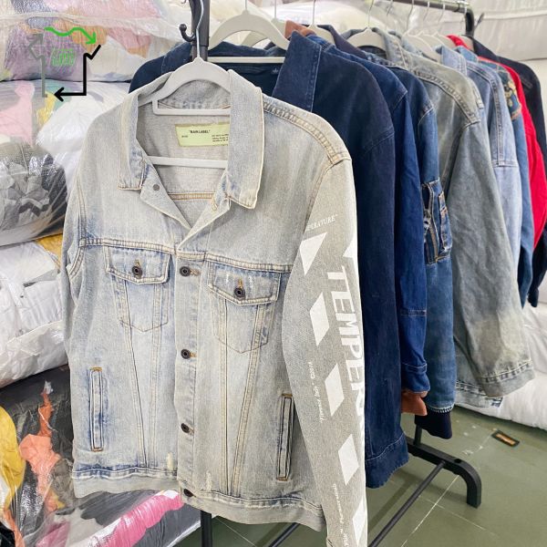 Men's Long Sleeved Used Jeans Jacket Mixed Sizes Coat Second Hand All Season