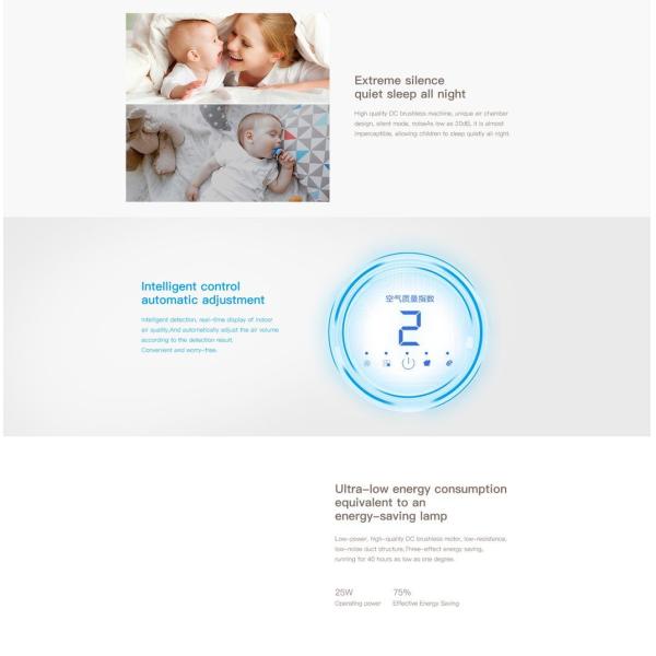 H201 Wall Mounted Ventilator 90m3/H Positive Pressure Air Purifier