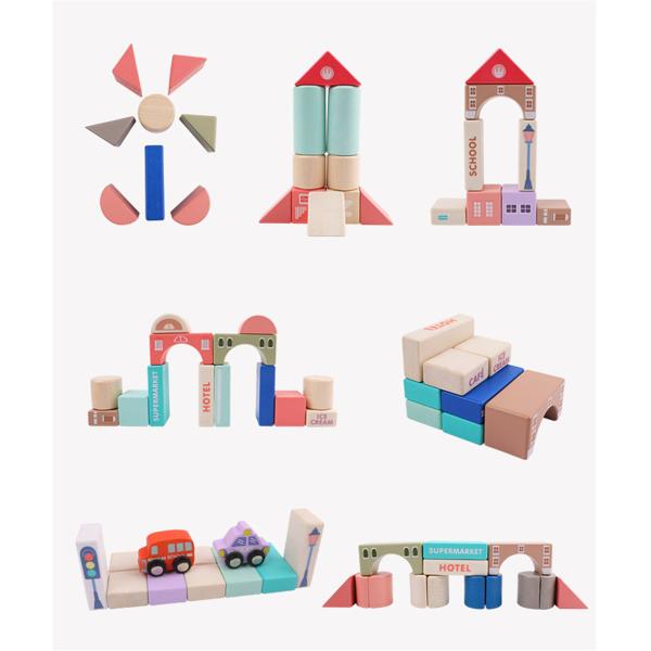 Traffic City Scenes Wooden Building Blocks Toy 115pcs Assembled Early Educational