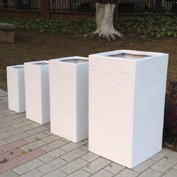 Florero de interior exterior de fibra de arcilla de peso ligero Caja de plantas de fibra de arcilla para el jardín