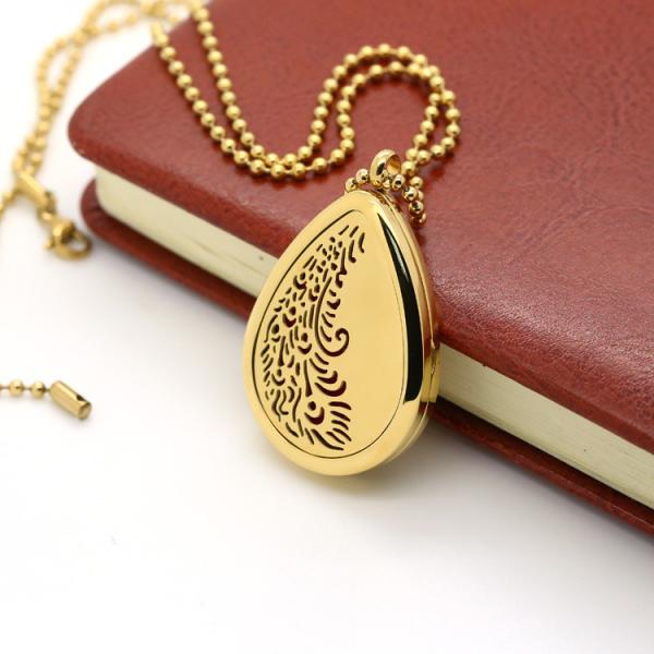 New 316L Stainless Steel Water Drop Shape Hollow Perfume Essential Oil Diffuser Lockets