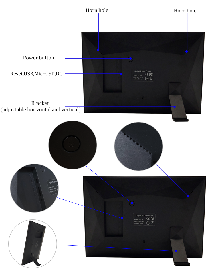 JCVISION JC-FRAME DIGITAL PHOTO FRAME 10,1 дюймовая Wi-Fi Android Фотографии видео Цифровая фотокартина